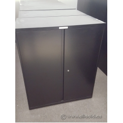 Teknion Black 36x18x42 2 Door Metal Storage Cabinet, Locking